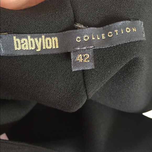 Babylon Black Dress LaserCut Trim Flared White Hem - Picture 12 of 12